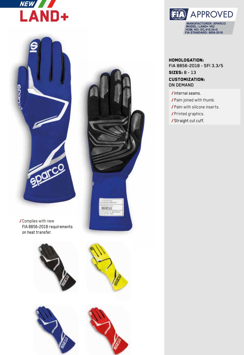 Sparco Land+ Nomex Gloves (New!)